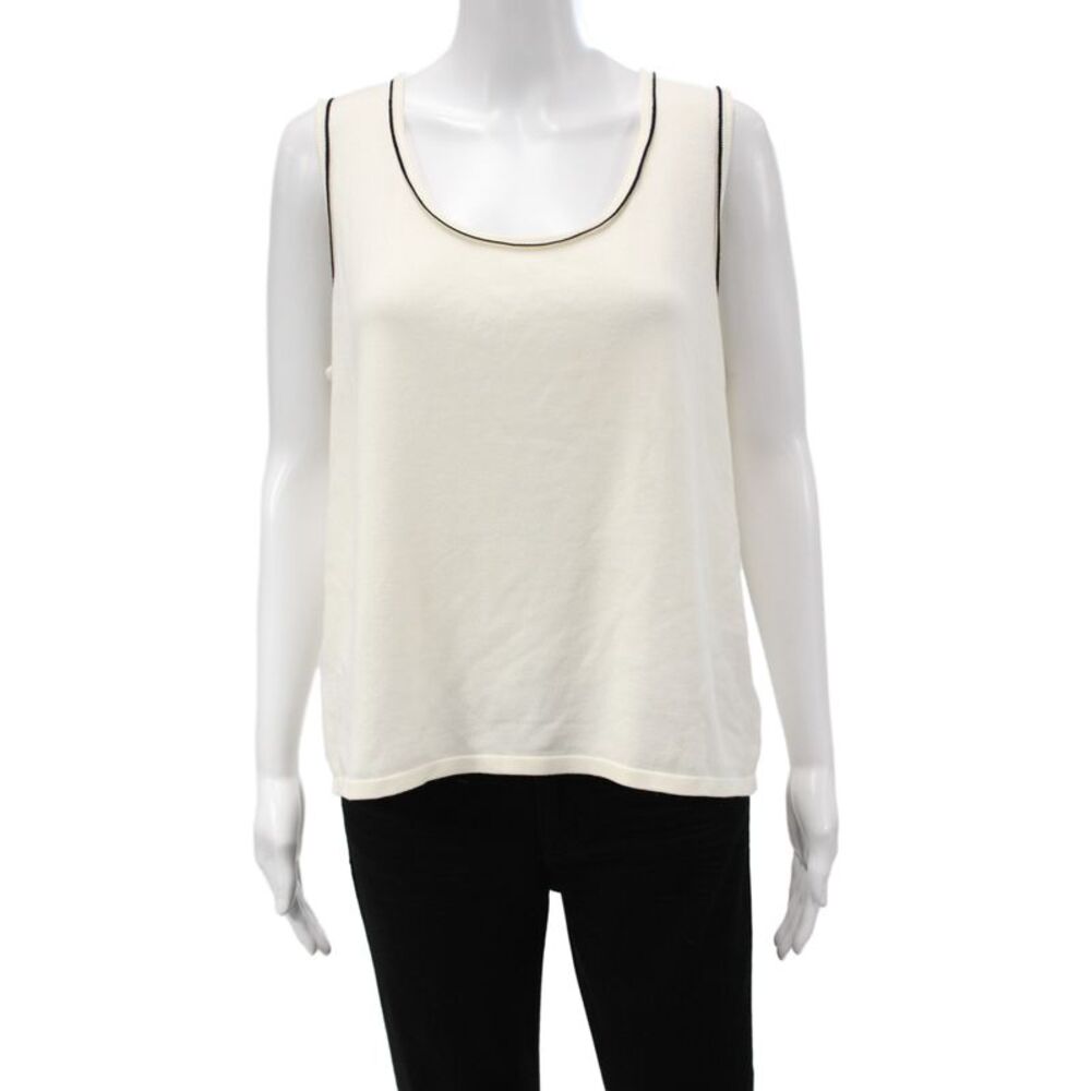 Renuar Womens White Basic Sleeveless Tank Size L